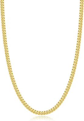 Italian Solid 14k Gold Over 925 Sterling Silver Chain Necklace for Men Women, 3.5mm, 4mm, 5mm Mens Necklace Chain, World's Top Craftsmanship Cuban Link Chain, Mens Chain 16 18 20 22 24 26 Inch
