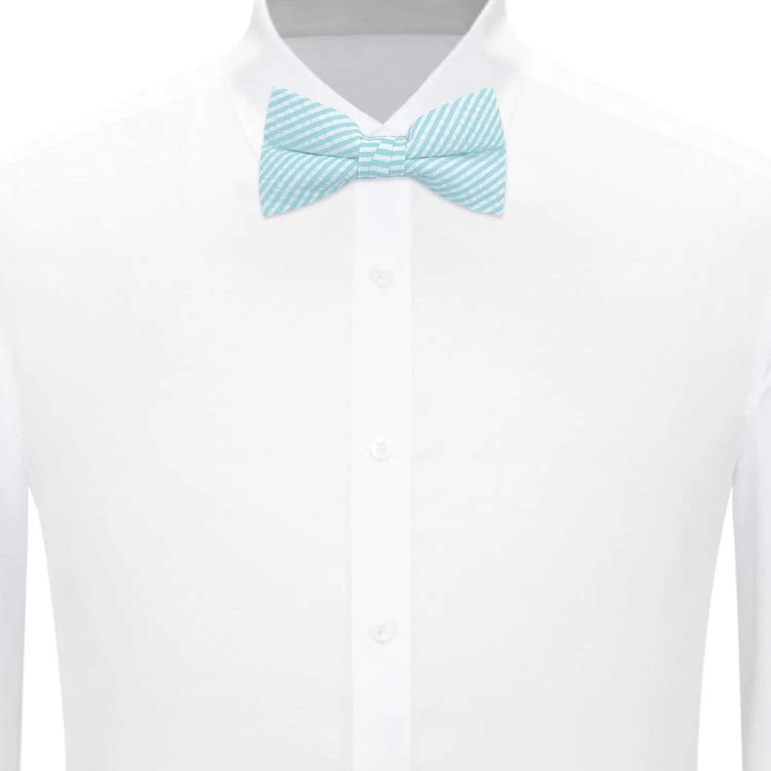 Jacob Alexander Men's Seersucker Striped Pattern Pre-tied Clip-On Bow Tie