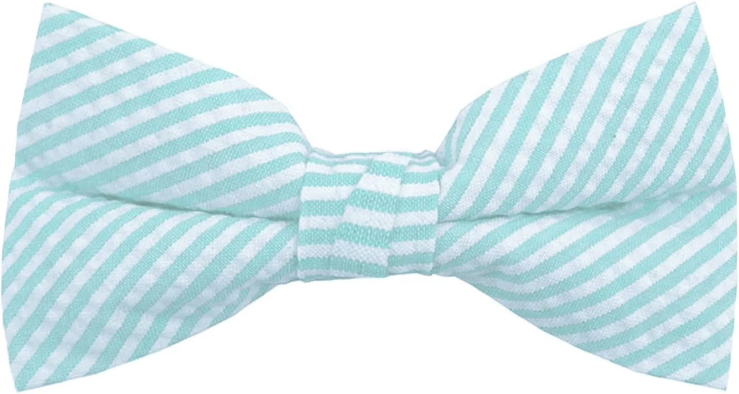 Jacob Alexander Men's Seersucker Striped Pattern Pre-tied Clip-On Bow Tie