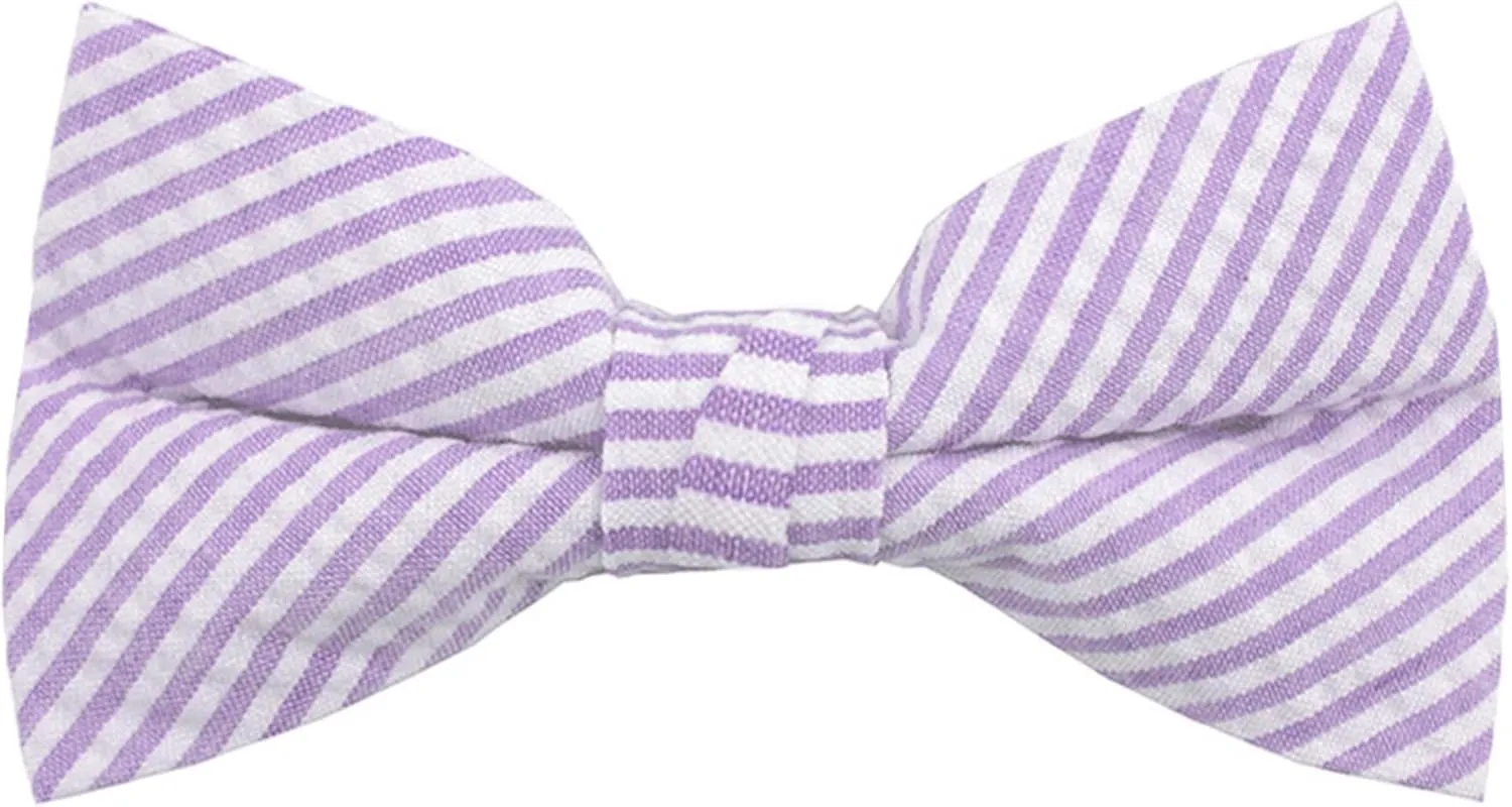 Jacob Alexander Men's Seersucker Striped Pattern Pre-tied Clip-On Bow Tie