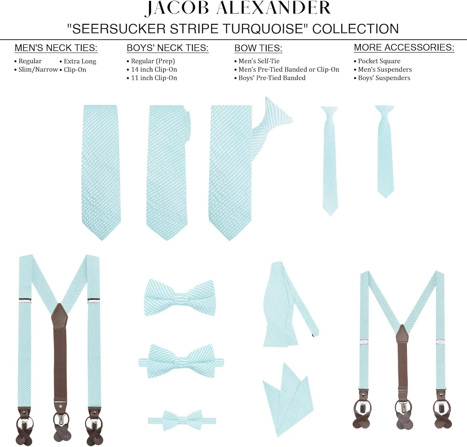 Jacob Alexander Men's Seersucker Striped Pattern Pre-tied Clip-On Bow Tie