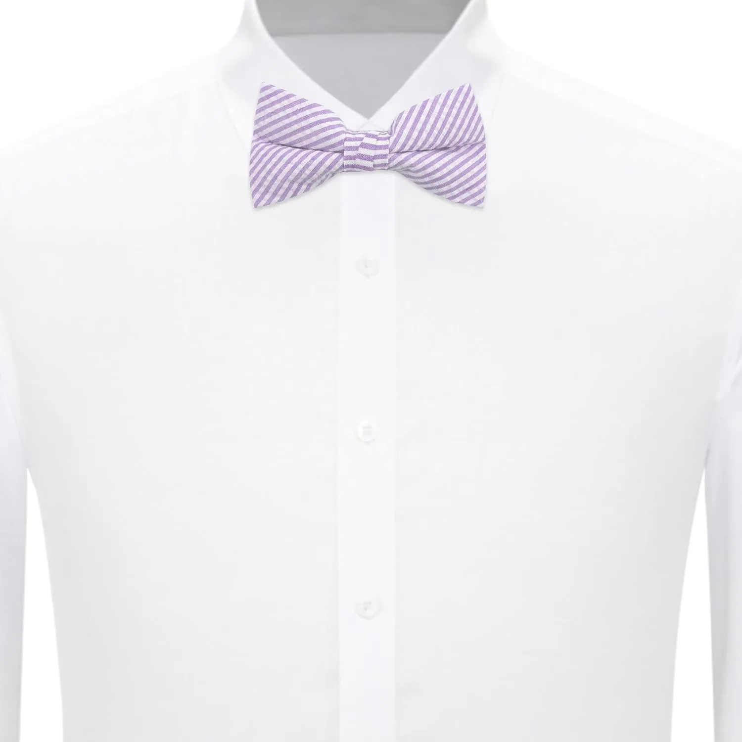 Jacob Alexander Men's Seersucker Striped Pattern Pre-tied Clip-On Bow Tie