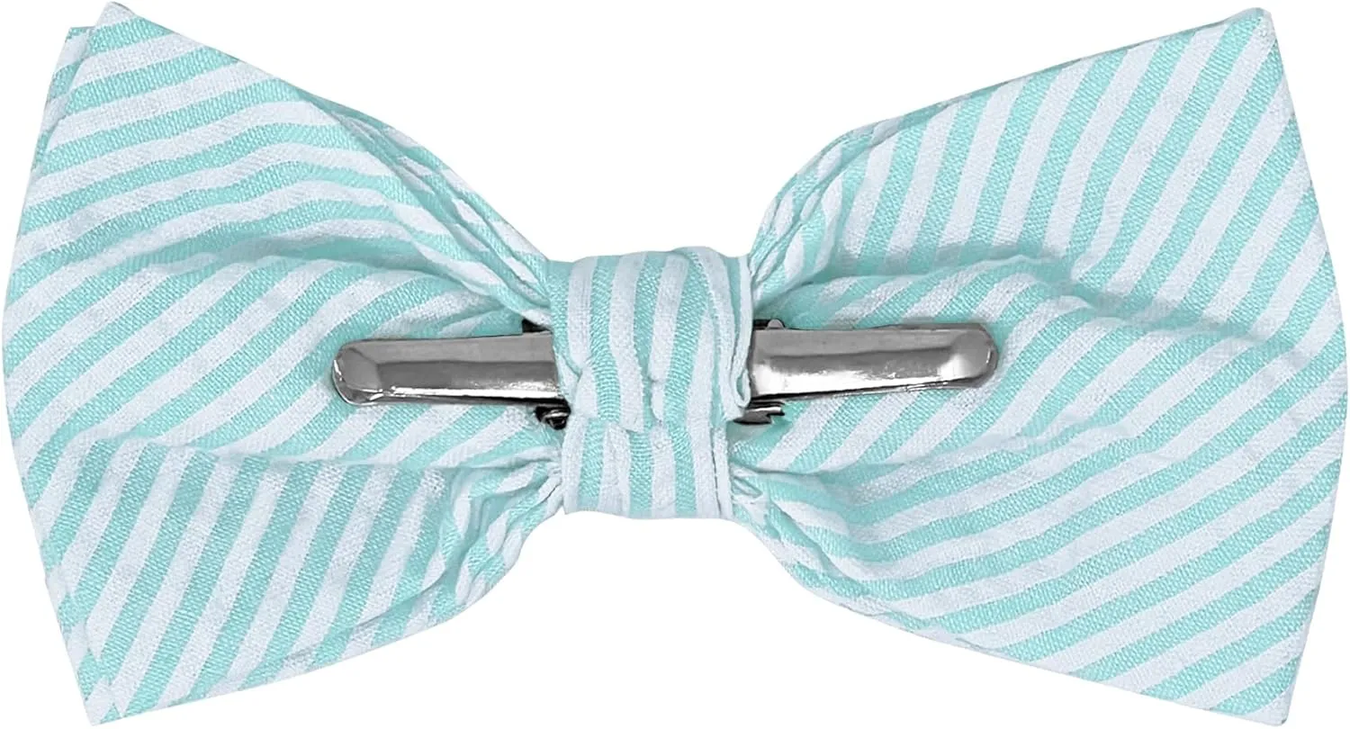 Jacob Alexander Men's Seersucker Striped Pattern Pre-tied Clip-On Bow Tie