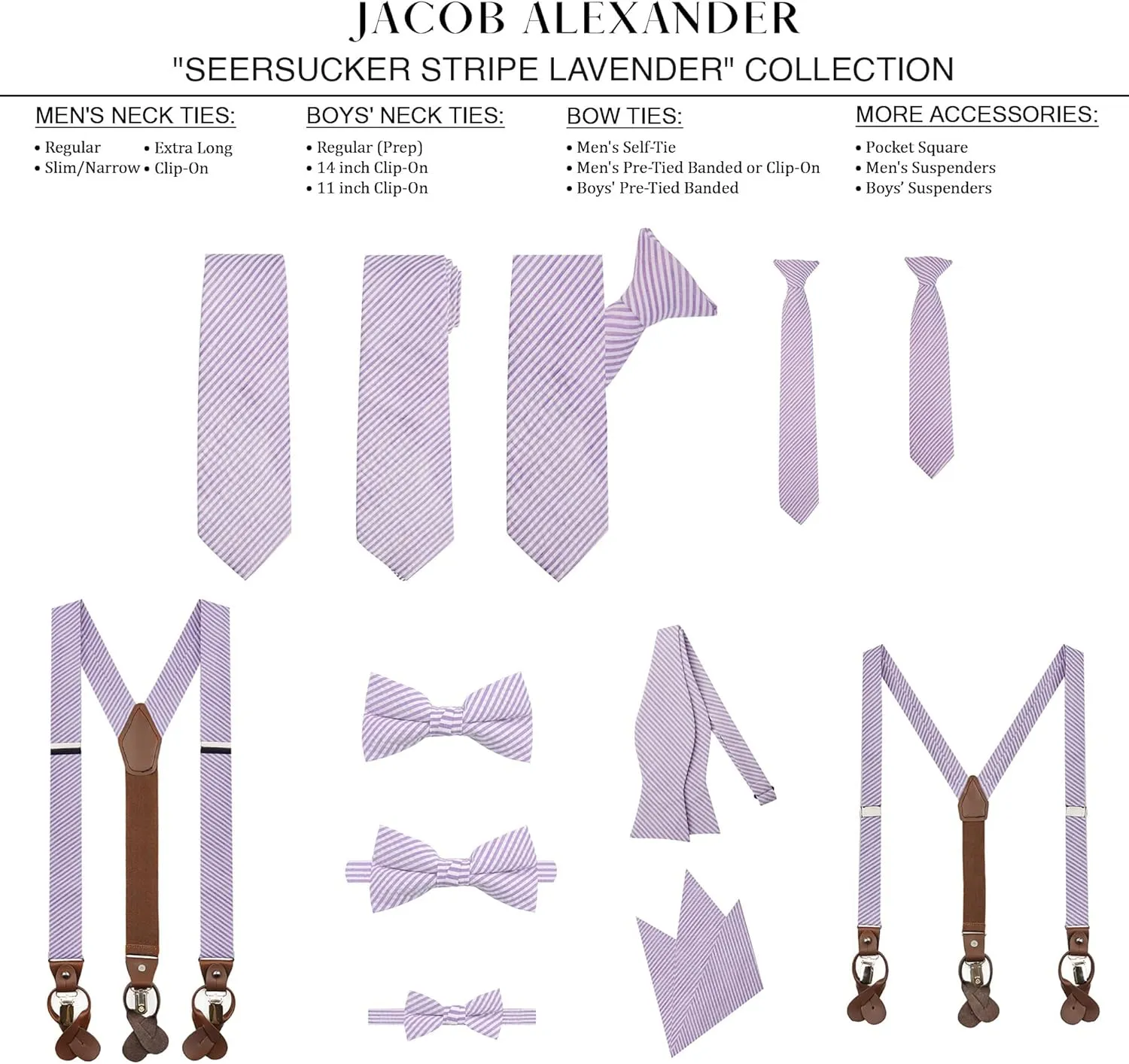 Jacob Alexander Men's Seersucker Striped Pattern Pre-tied Clip-On Bow Tie