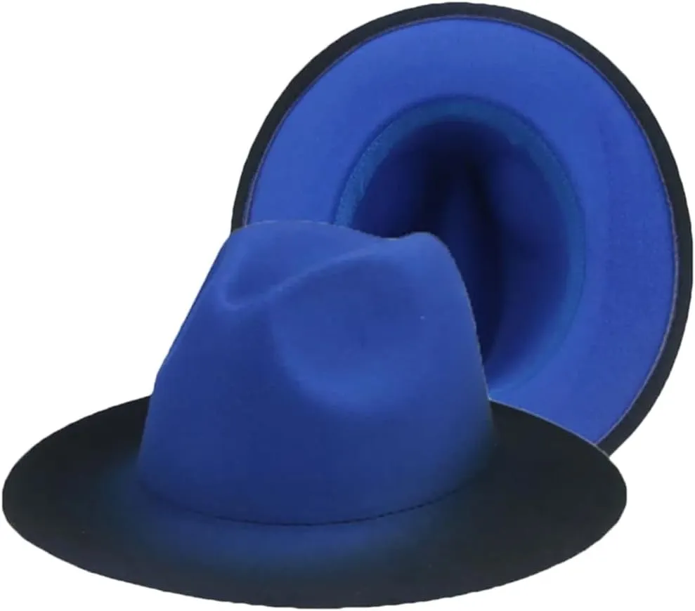 JNKIHAPOT Women Fedora Hat Winter Felted Hats For Men Gradient Color Bowler Hat Wide Brim Design Casual Men Fedoras Chapeau