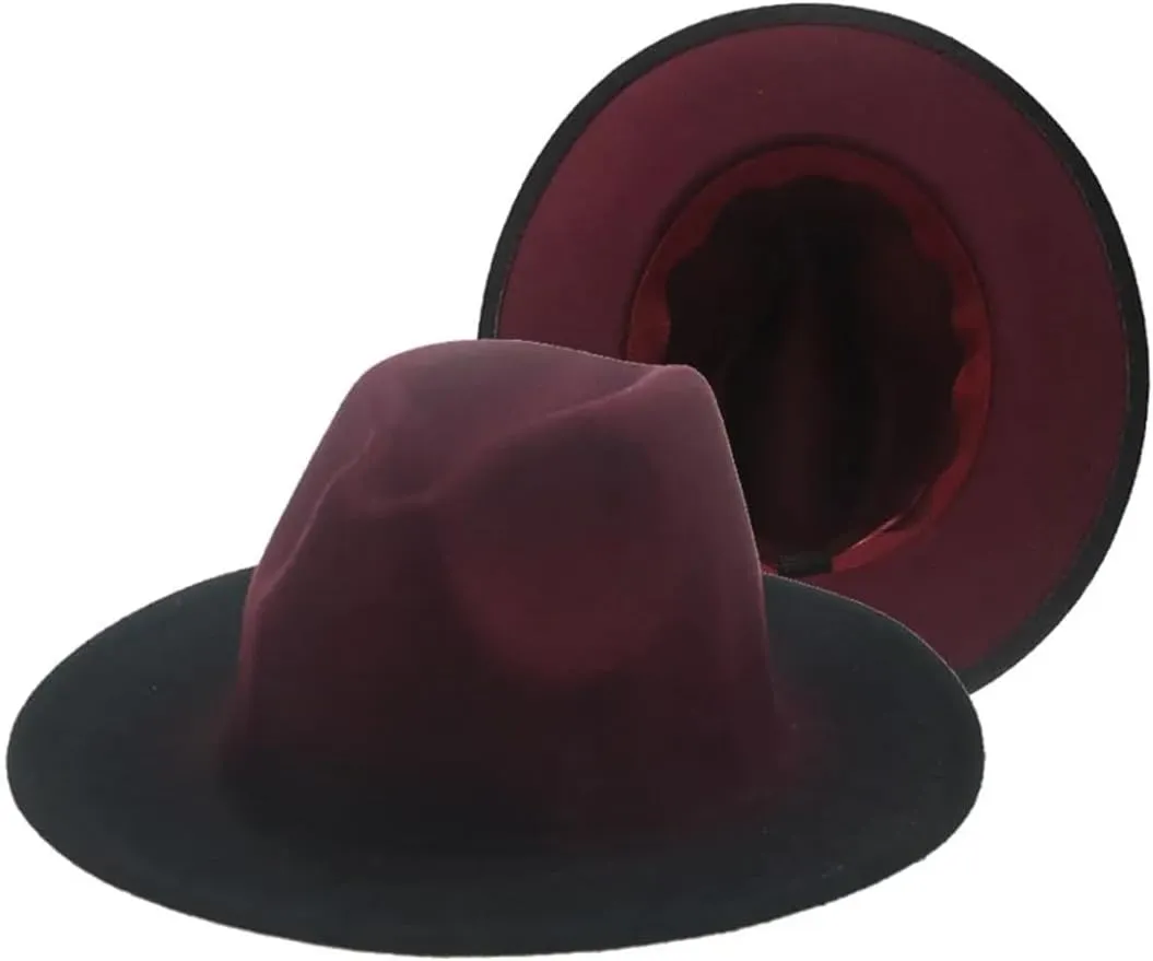 JNKIHAPOT Women Fedora Hat Winter Felted Hats For Men Gradient Color Bowler Hat Wide Brim Design Casual Men Fedoras Chapeau