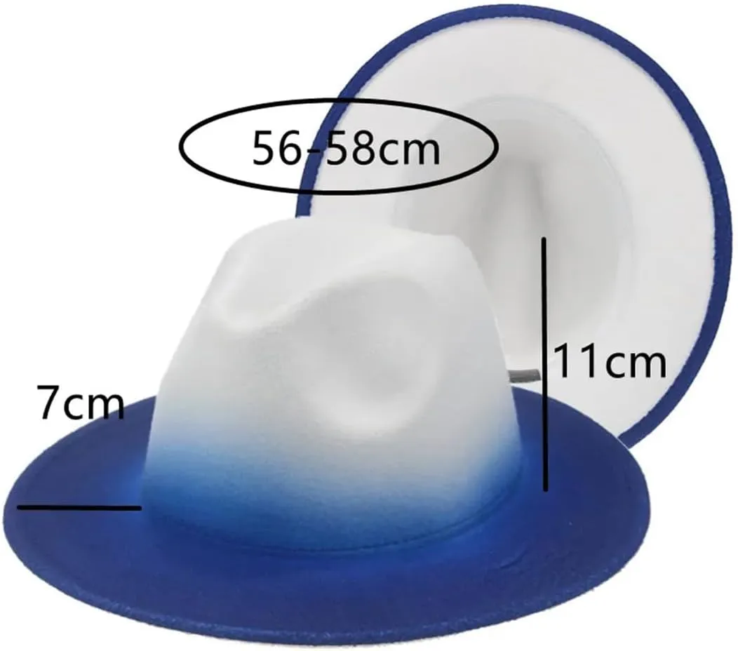 JNKIHAPOT Women Fedora Hat Winter Felted Hats For Men Gradient Color Bowler Hat Wide Brim Design Casual Men Fedoras Chapeau