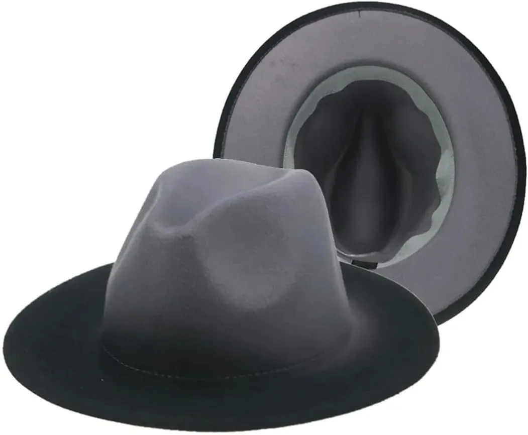 JNKIHAPOT Women Fedora Hat Winter Felted Hats For Men Gradient Color Bowler Hat Wide Brim Design Casual Men Fedoras Chapeau