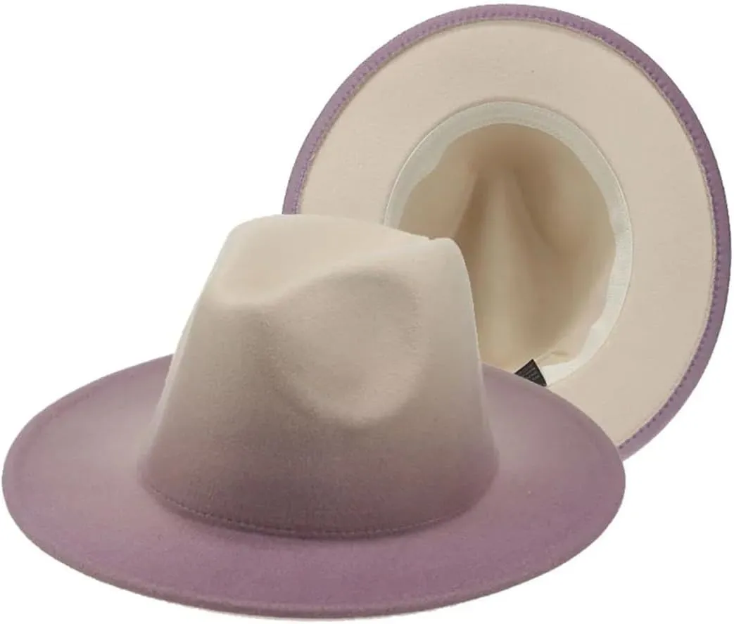 JNKIHAPOT Women Fedora Hat Winter Felted Hats For Men Gradient Color Bowler Hat Wide Brim Design Casual Men Fedoras Chapeau