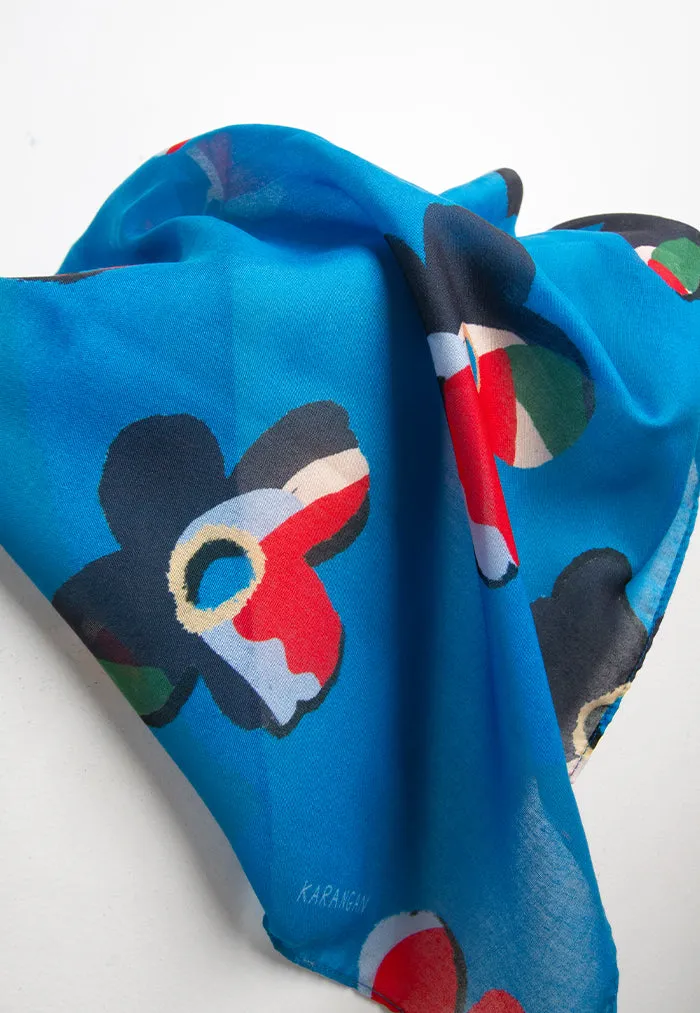 Karangan Mini Square Scarf/ Bandana - Blue Misty