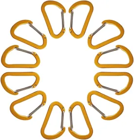 Keychain Clips Mini Carabiner - 1 5/8 inch Small Aluminum Durable Quick Release D-Shape Spring Loaded Wire Gate Clip