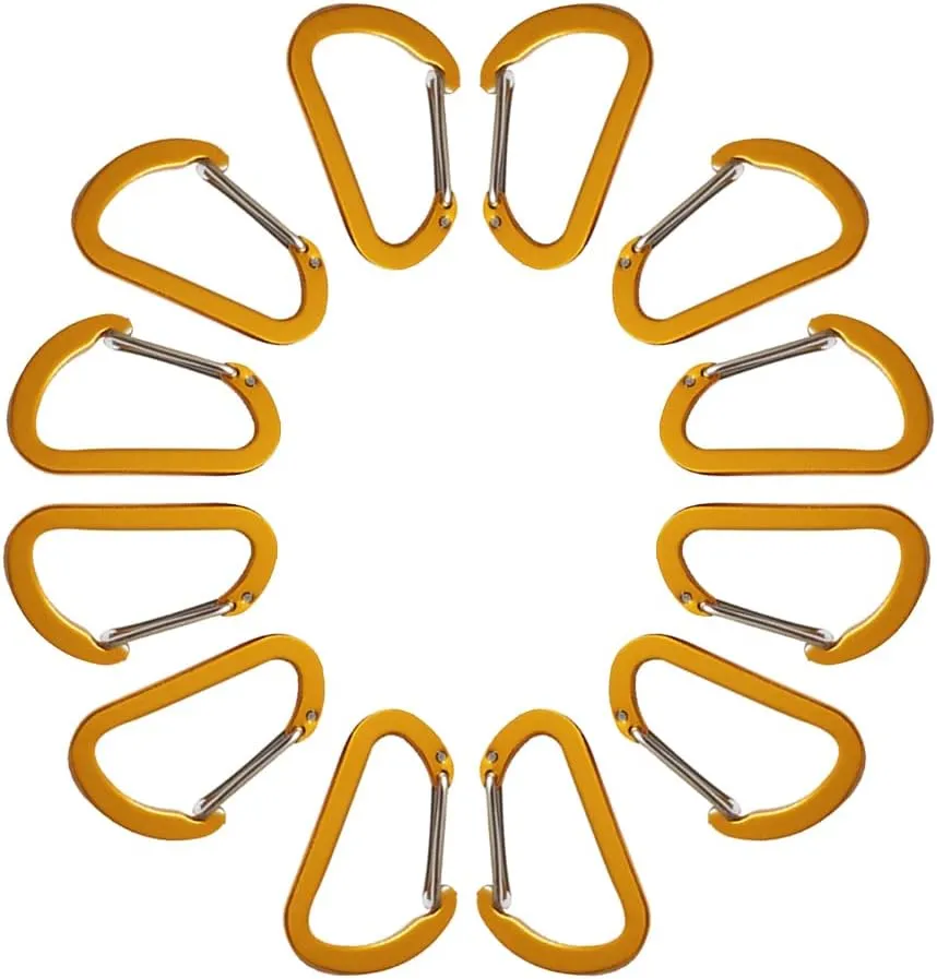 Keychain Clips Mini Carabiner - 1 5/8 inch Small Aluminum Durable Quick Release D-Shape Spring Loaded Wire Gate Clip