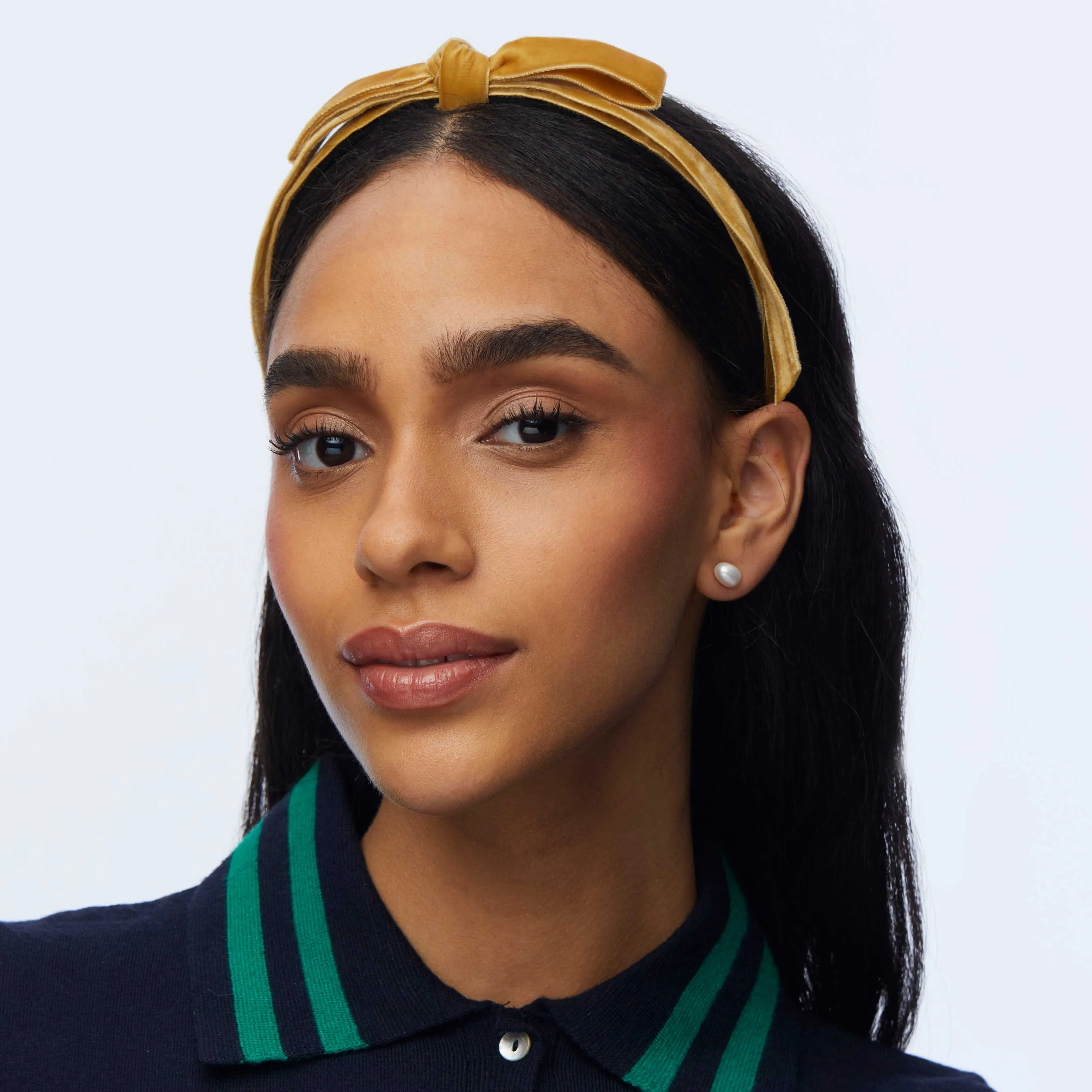 KHAKI BARDOT SLIM RIBBON HEADBAND