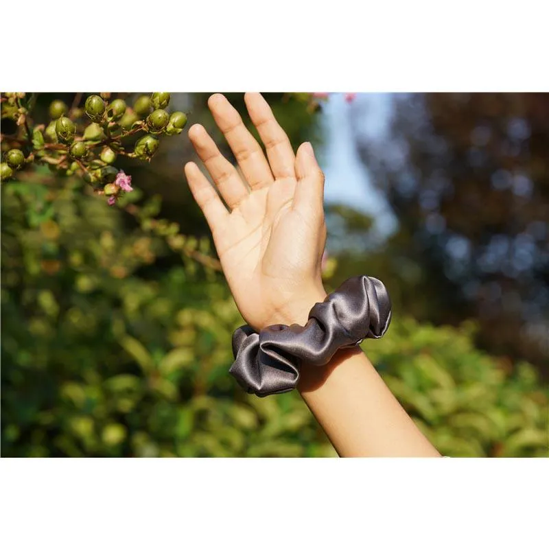 Large Silk Scrunchies Dark Grey