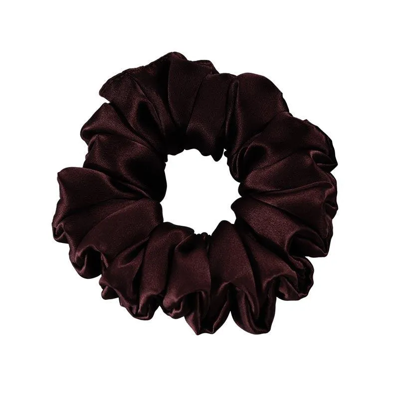 Large Silk Scrunchies Fluffy - Brown