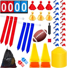 Liliful 20 Player Football Penalty Flags Set, Includes 1 Rugby 20 Adjustable Flag Belts 2 Whistles and Carrying Bag for Adult