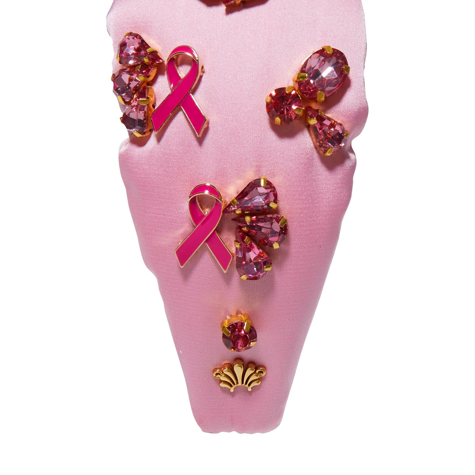 LIPSTICK PINK BREAST CANCER AWARENESS JEWELED KNOTTED HEADBAND