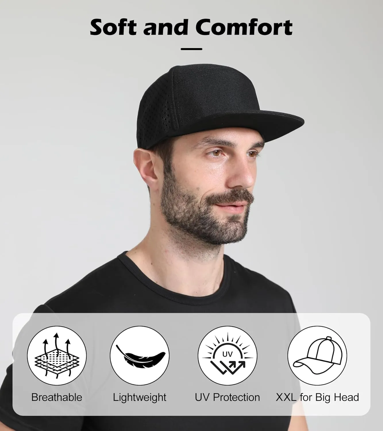 LiuSuper XXL Snapback Hats for Men, Flat Brim Hats for Men, Adjustable Mesh Trucker Hat for Women Big Head