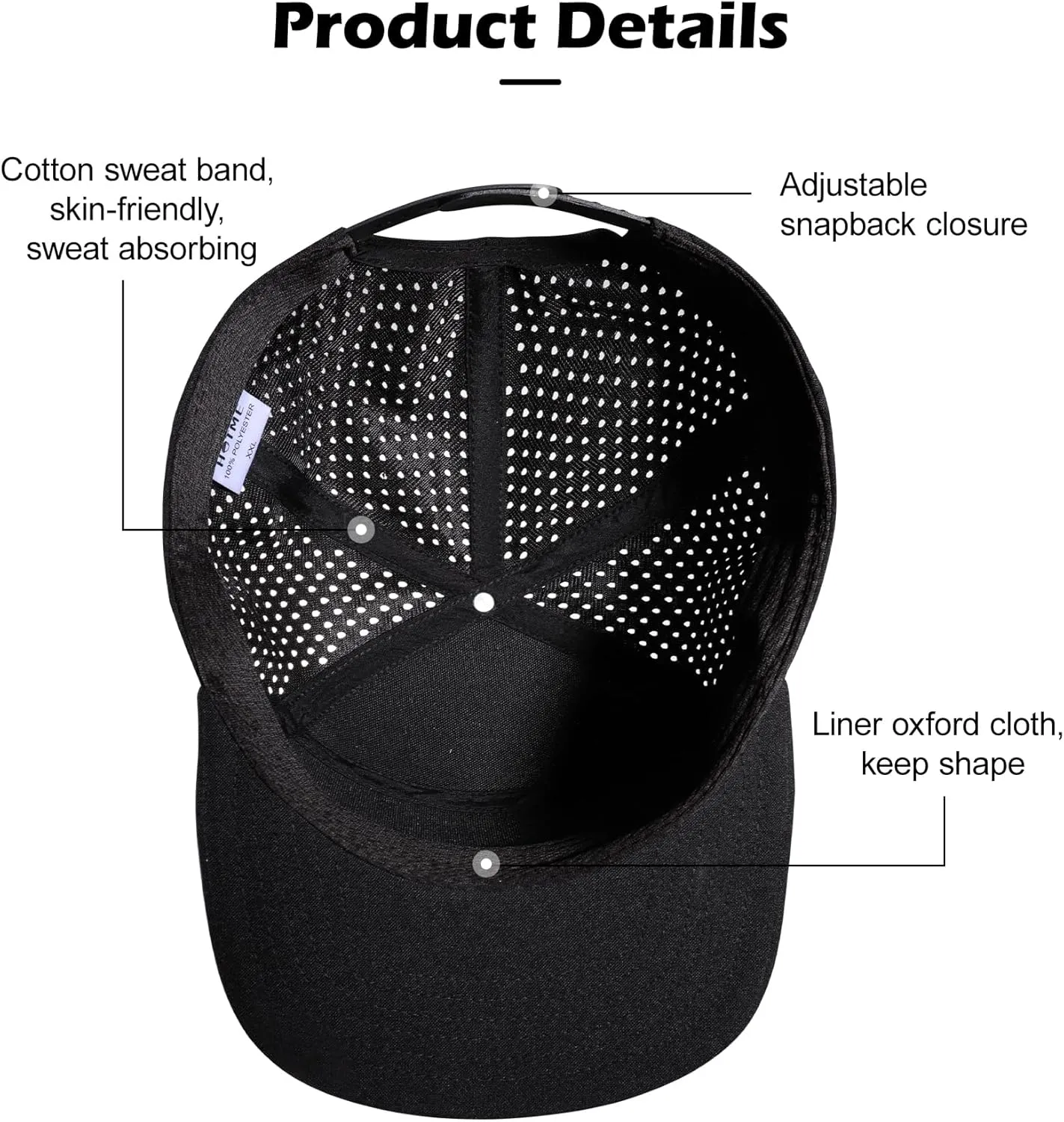 LiuSuper XXL Snapback Hats for Men, Flat Brim Hats for Men, Adjustable Mesh Trucker Hat for Women Big Head