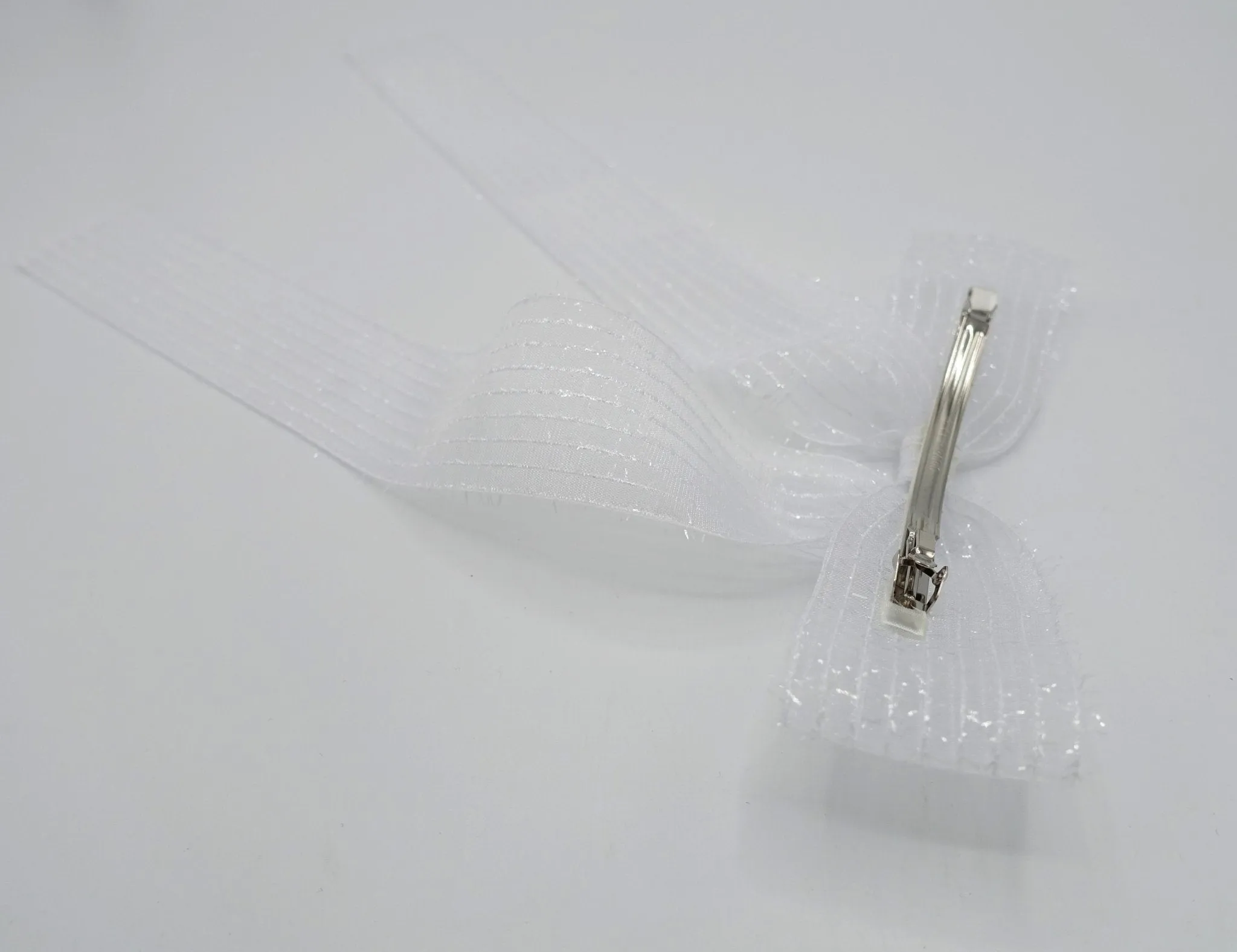 long tail translucent hair bow stripe women hair accessory