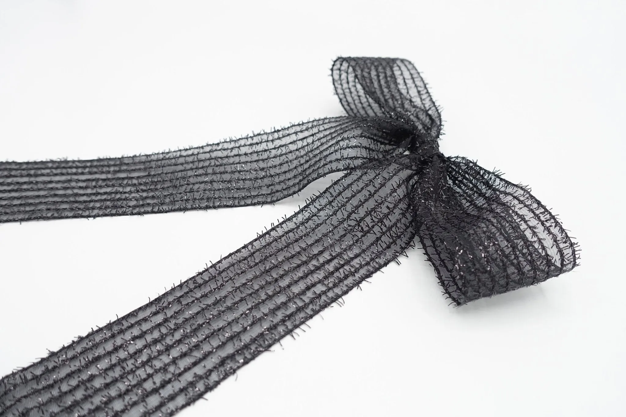 long tail translucent hair bow stripe women hair accessory