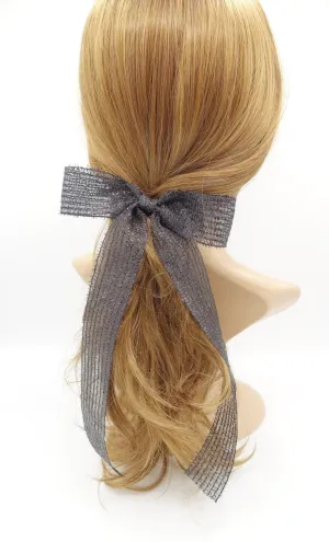 long tail translucent hair bow stripe women hair accessory