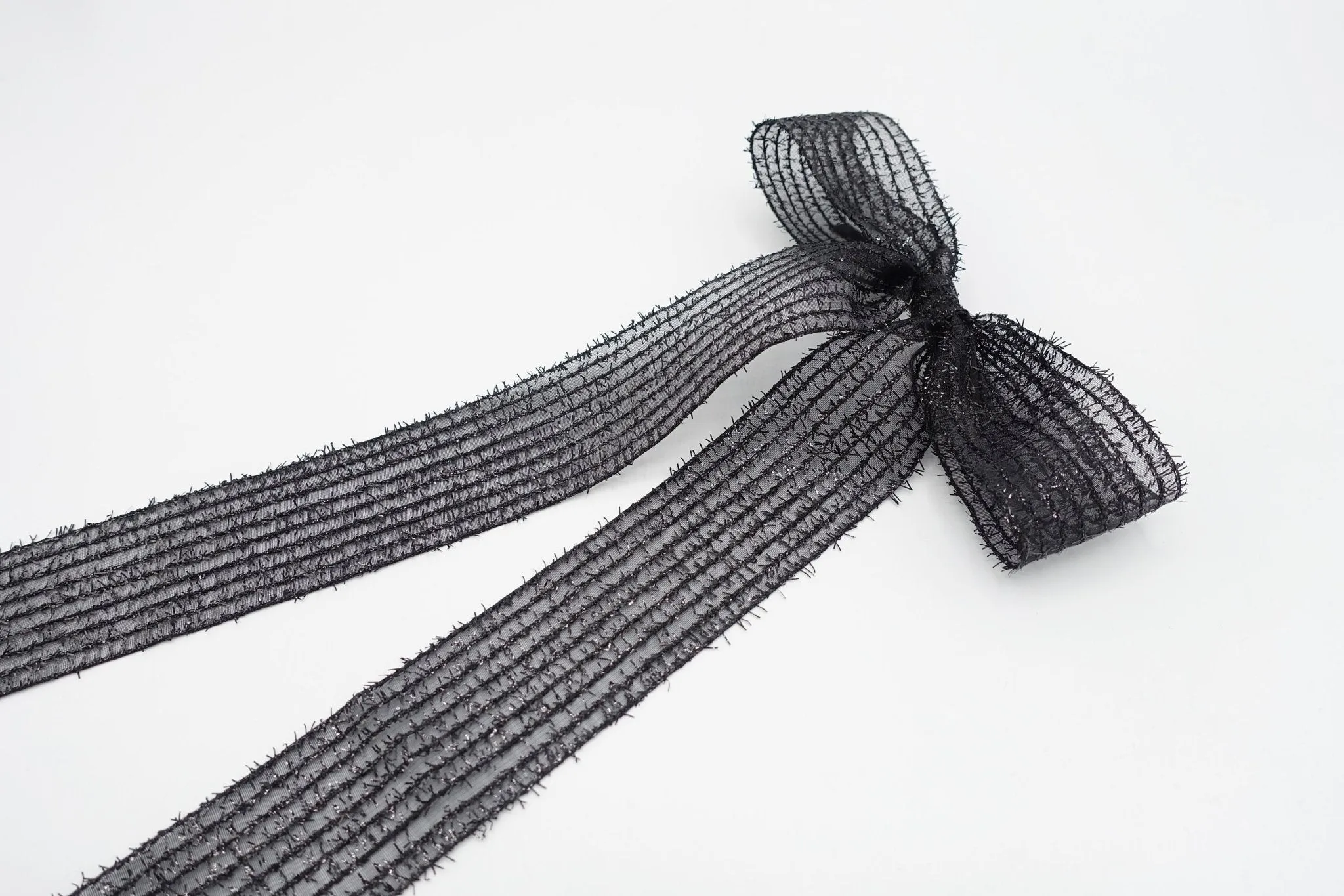 long tail translucent hair bow stripe women hair accessory
