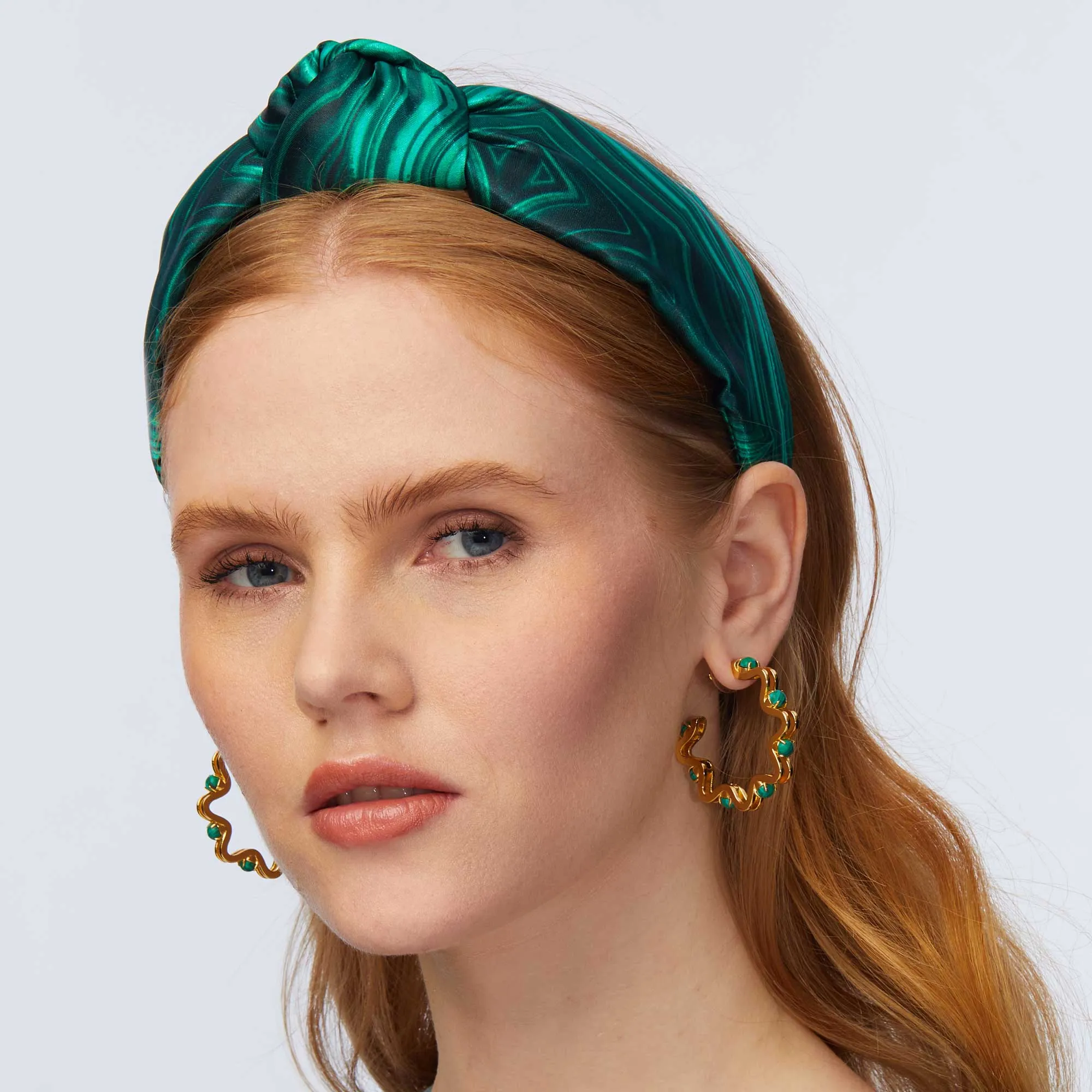 MALACHITE PRINTED KNOTTED HEADBAND