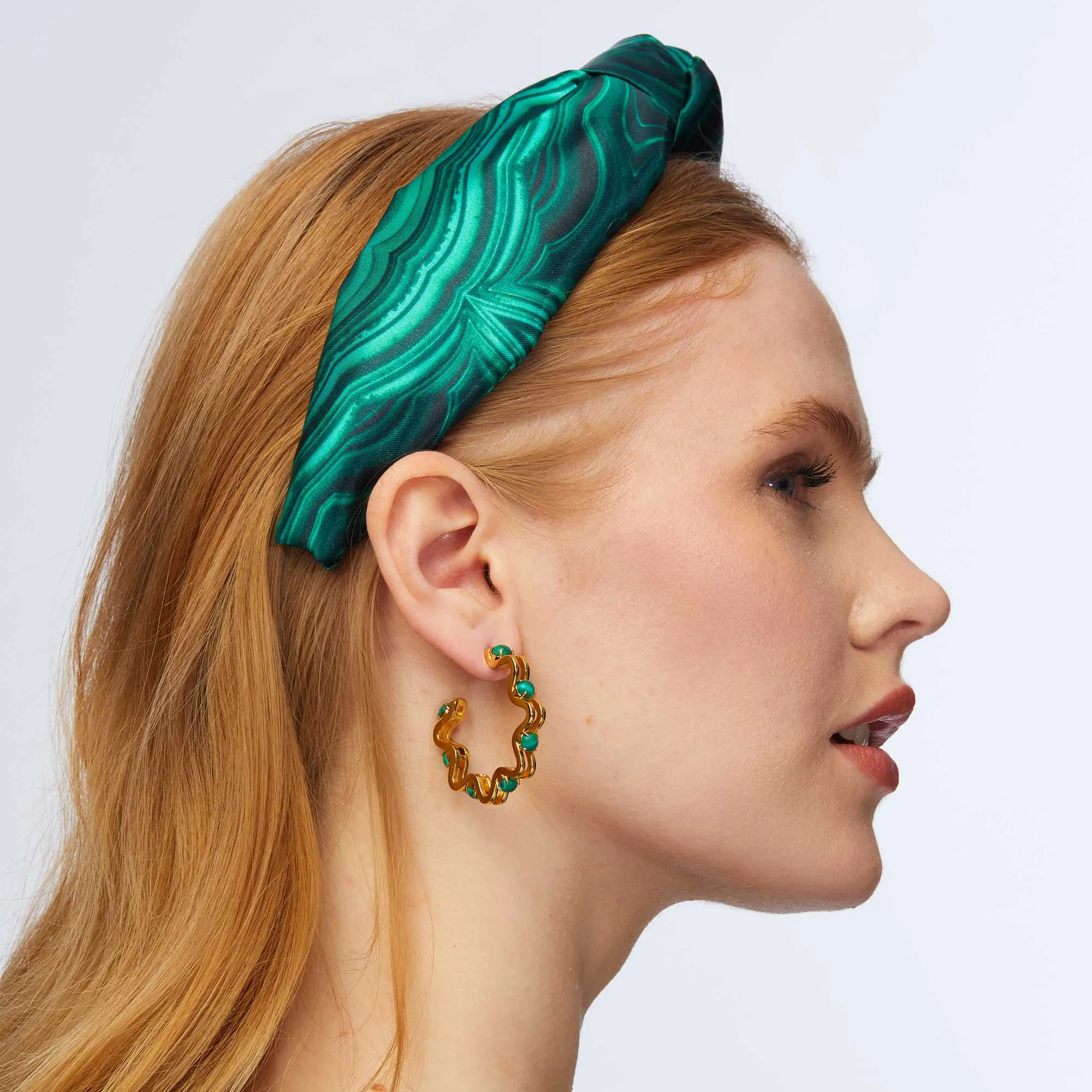 MALACHITE PRINTED KNOTTED HEADBAND