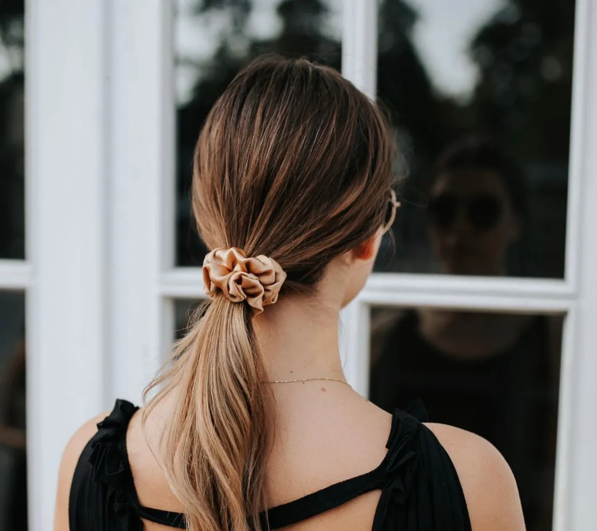 Natural silk scrunchie Golden Palm - sample sale