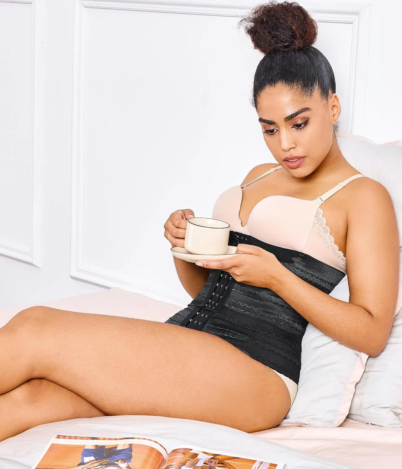 Nebility Waist Trainer for Women Corset Shapewear Tummy Control Segmented Waist Cincher Workout Girdle