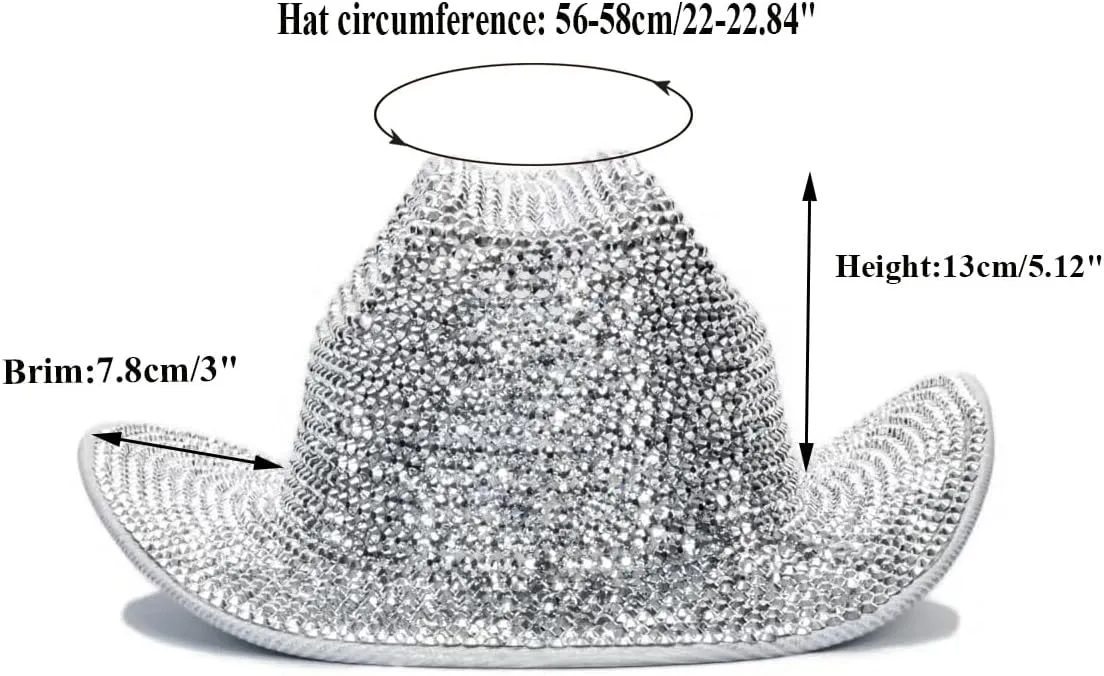 Neon Holographic Western Cowboy Hat for Womens - Glitter Cowgirl Hat for Disco Parties and Costumes