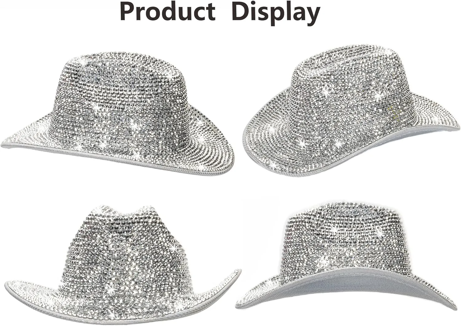 Neon Holographic Western Cowboy Hat for Womens - Glitter Cowgirl Hat for Disco Parties and Costumes