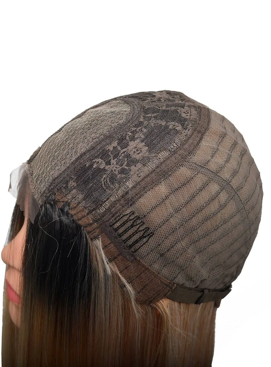 Onyx Black Long Curly Womens Lace Part Synthetic Fashion Wig
