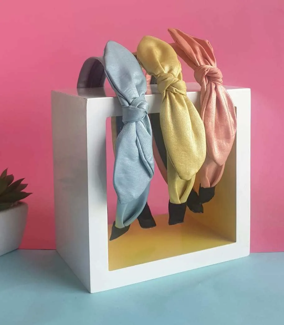Plain Silky Knotted Bow Headband