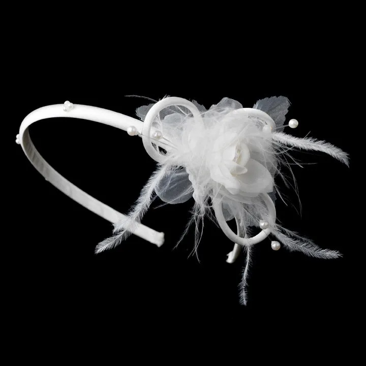 Pretty Flower Girl Feather Headband