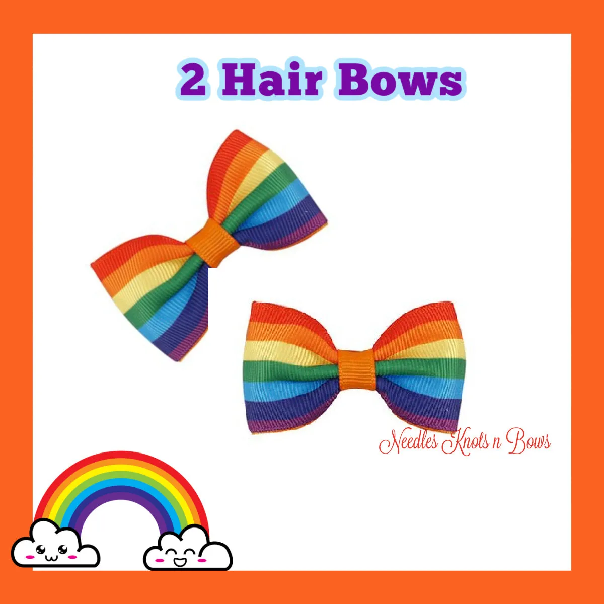 Rainbow Hair Clips, Pigtail Bows, Hair Accessories