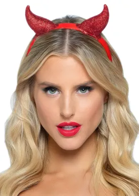Red Glitter Devil Horns Headband