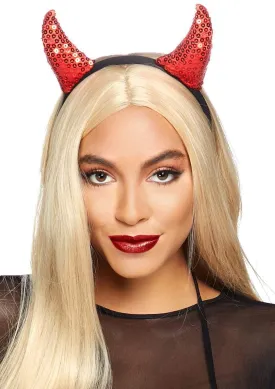 Red Sequined Devil Horns Headband