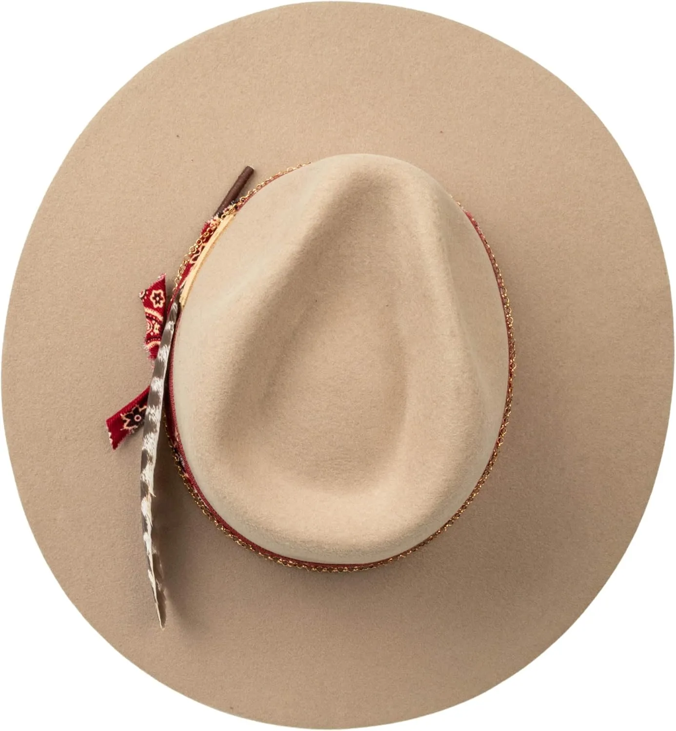 RUEDIGER Retro Wide Brimmed Stiff Fedora Men's and women's Hats,100% Wool Classic Felt Hat,Distressed/Burned Handmade