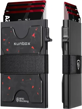 RUNBOX Slim Card Holder Wallet for Men, Minimalist RFID Blocking Wallet with Pop-Up Function, Ultra-Thin Design, Metal Business Card Cases holds 12  Cards, Gifts for Men, Men's Accessories