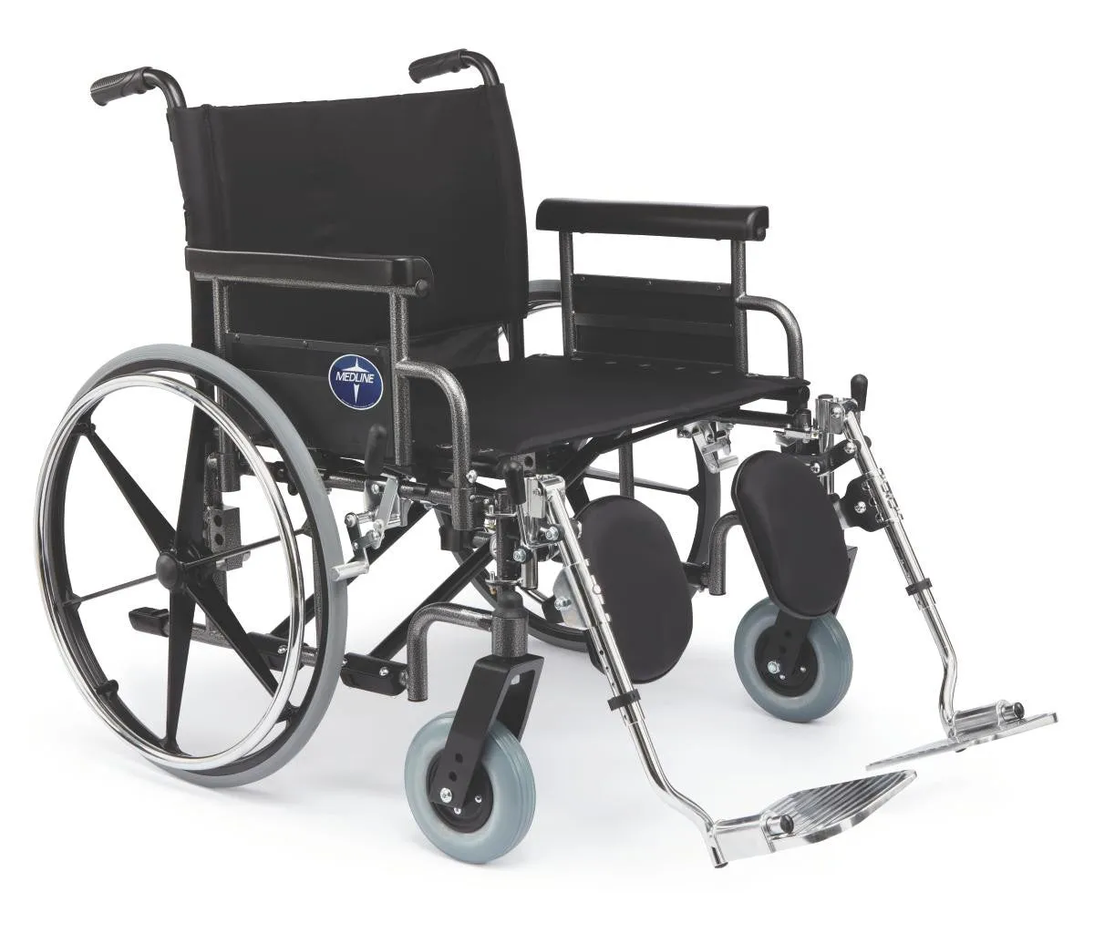 Shuttle Extra-Wide Bariatric Wheelchair with Removable Desk Length Arms and Elevating Legrests, 26"