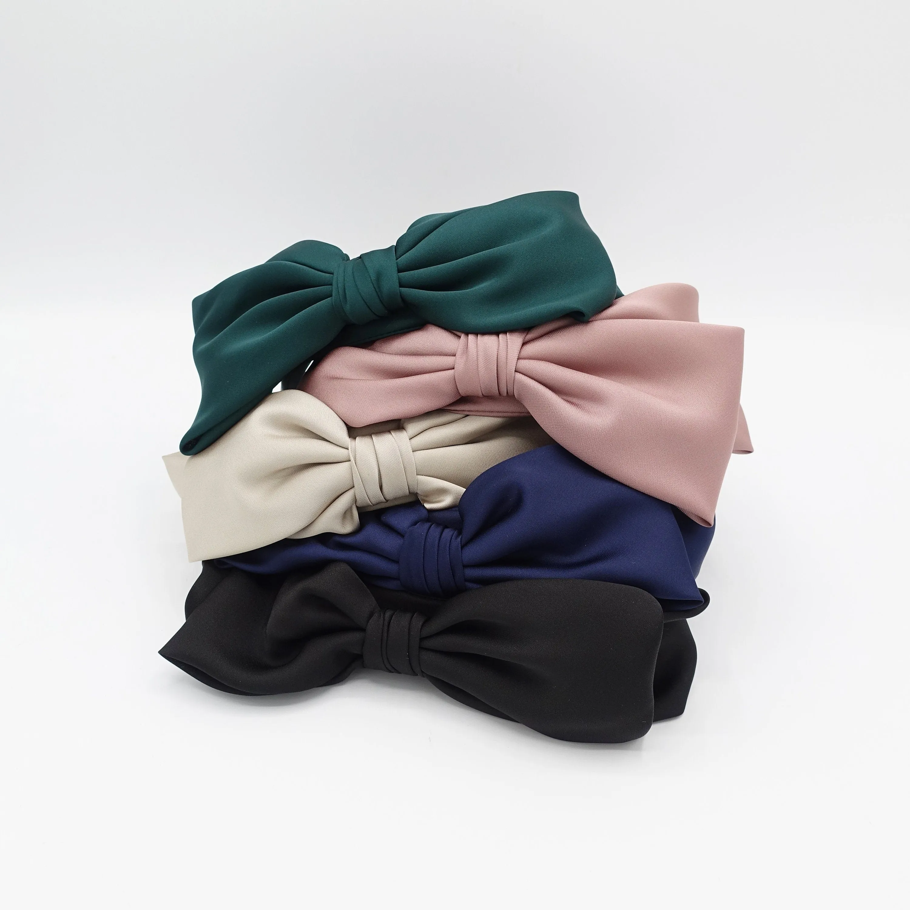 side satin bow headband layered hair bow hairband for women bridal bow headband
