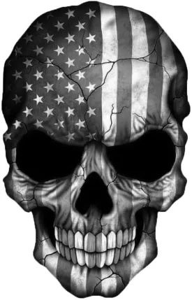 Skull American Flag Black and White Decal Sticker USA Truck Bike Helmet Vehicle Window Wall (5" Tall)