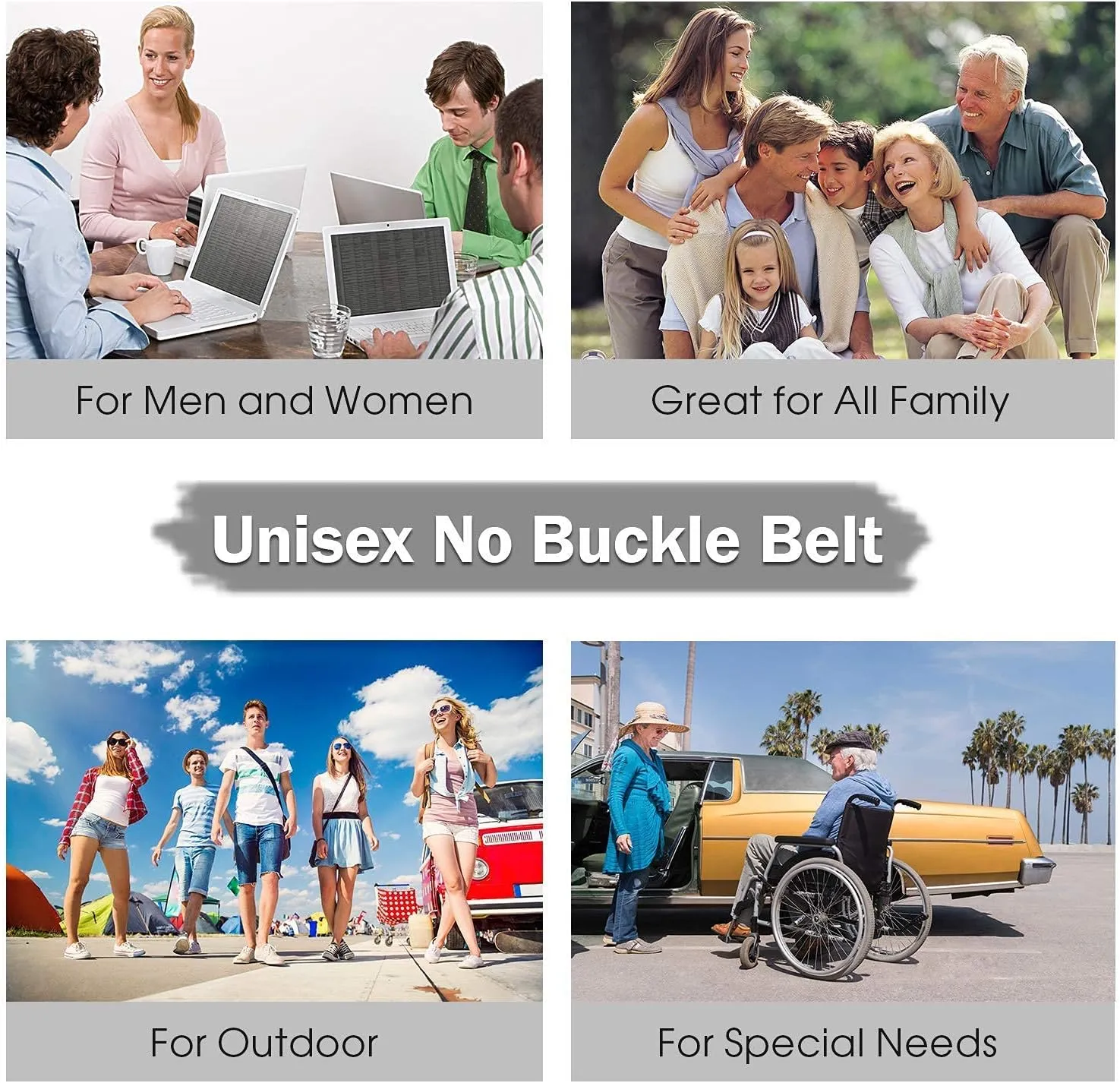 SUOSDEY No Buckle Invisible Stretch Belts for Men/Women Belt for Jeans pants No Hassle,No Bugle