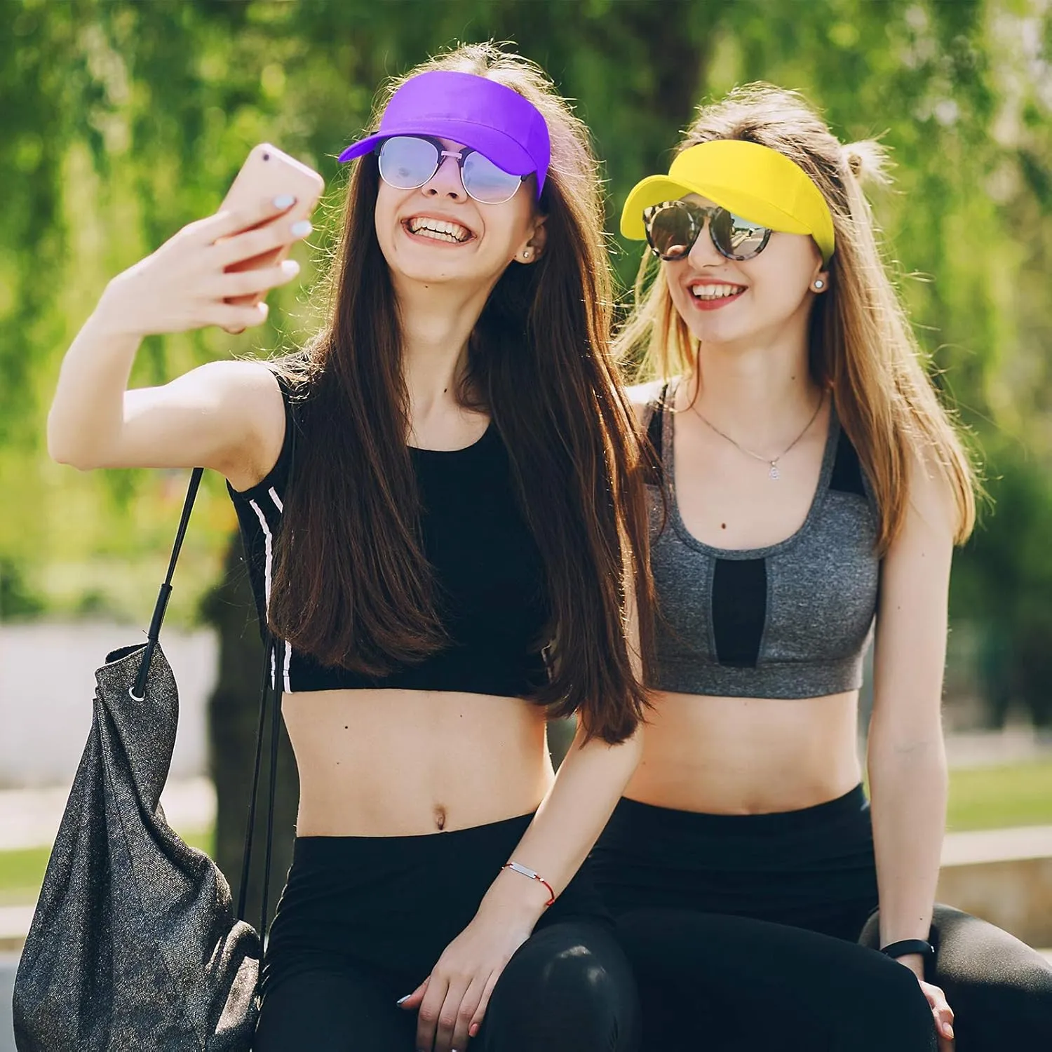 Syhood 15 Pieces Sun Visor Hats Sport Wear Athletic Sun Visor Caps Adjustable Sun Protection for Women Men