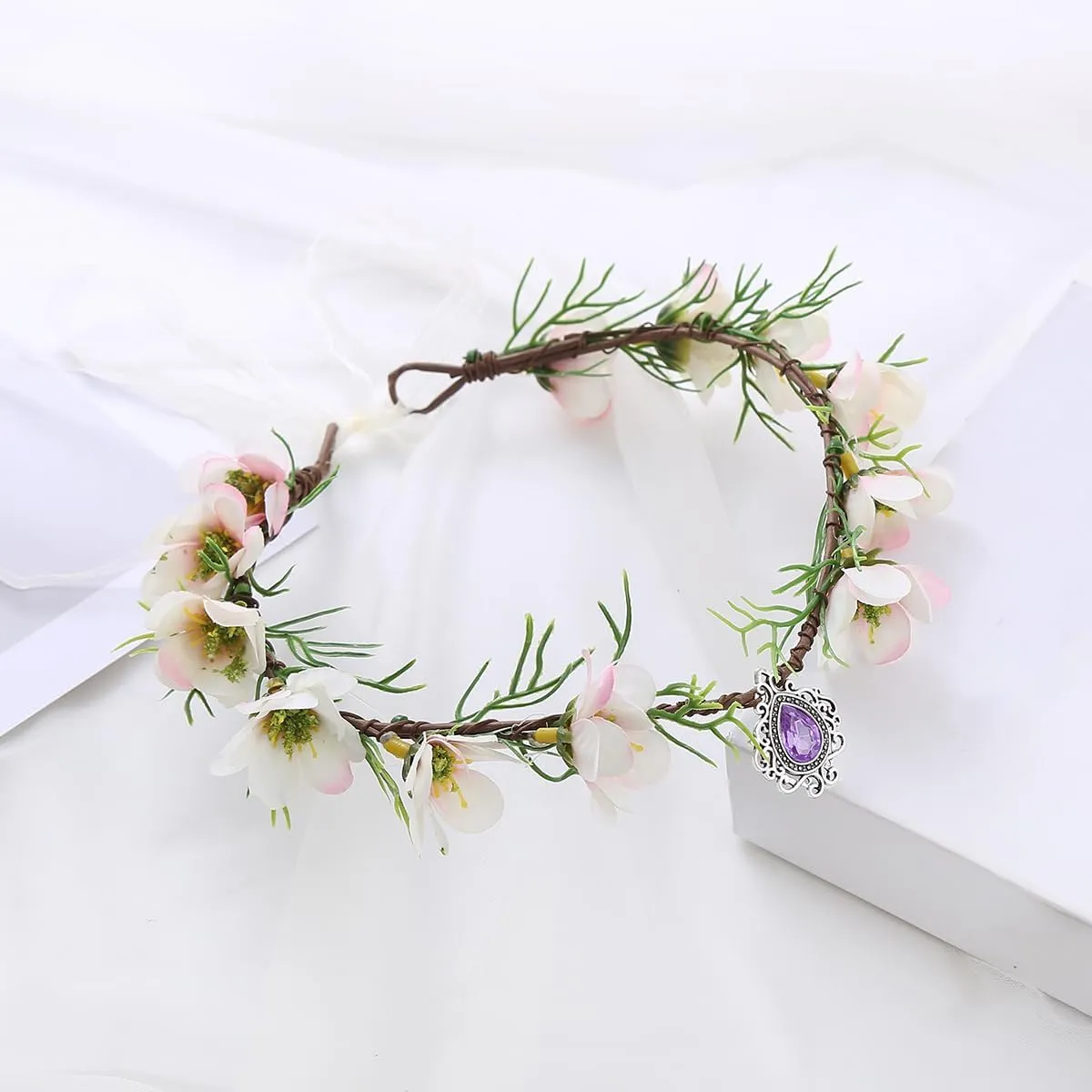 Vivivalue Women Flower Crown Girl Flower Headband Floral Headpiece Halo Wedding Party Photos