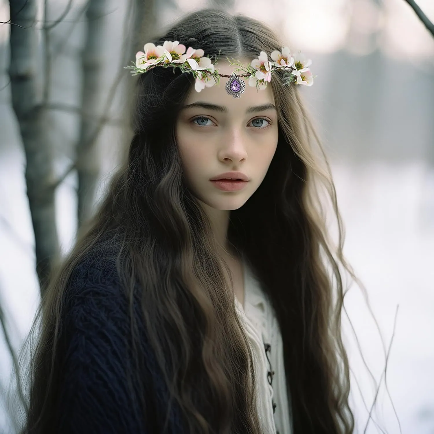 Vivivalue Women Flower Crown Girl Flower Headband Floral Headpiece Halo Wedding Party Photos