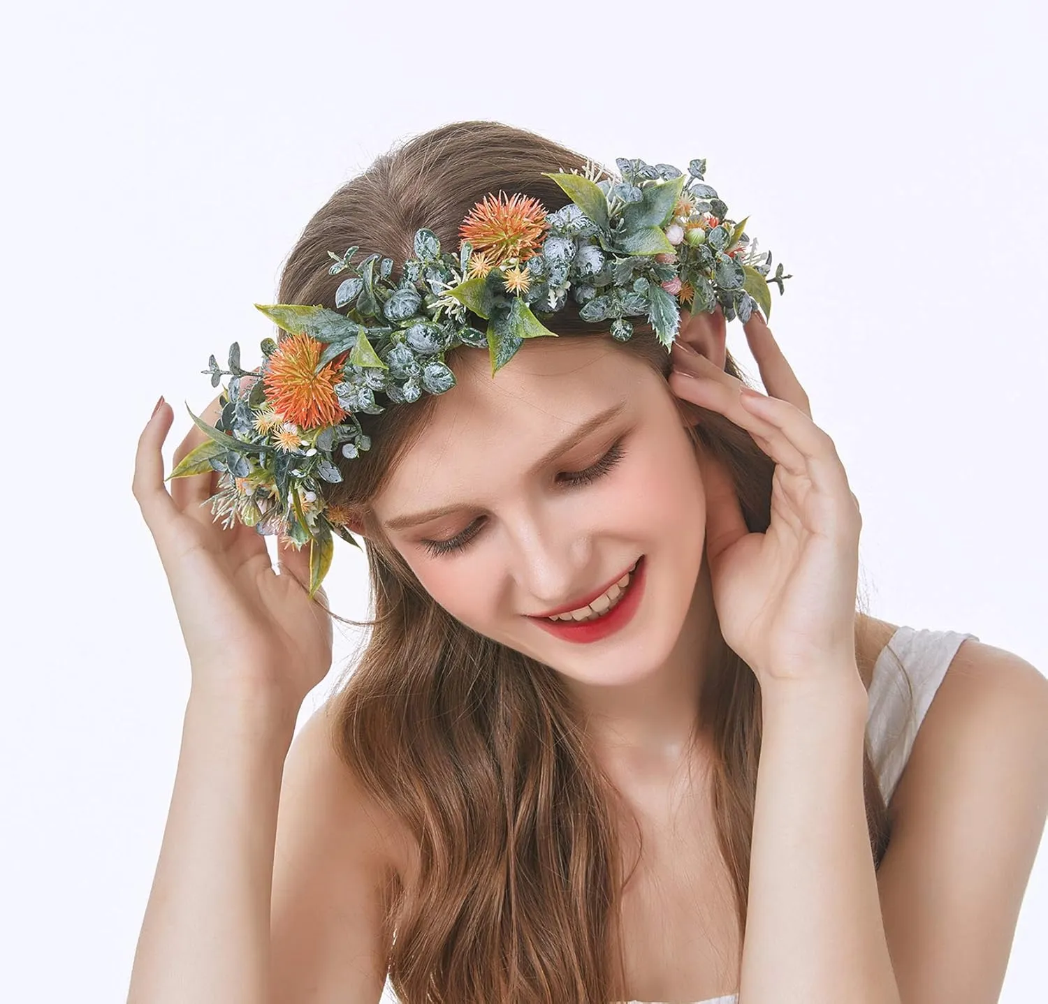 Vivivalue Women Flower Crown Girl Flower Headband Floral Headpiece Halo Wedding Party Photos