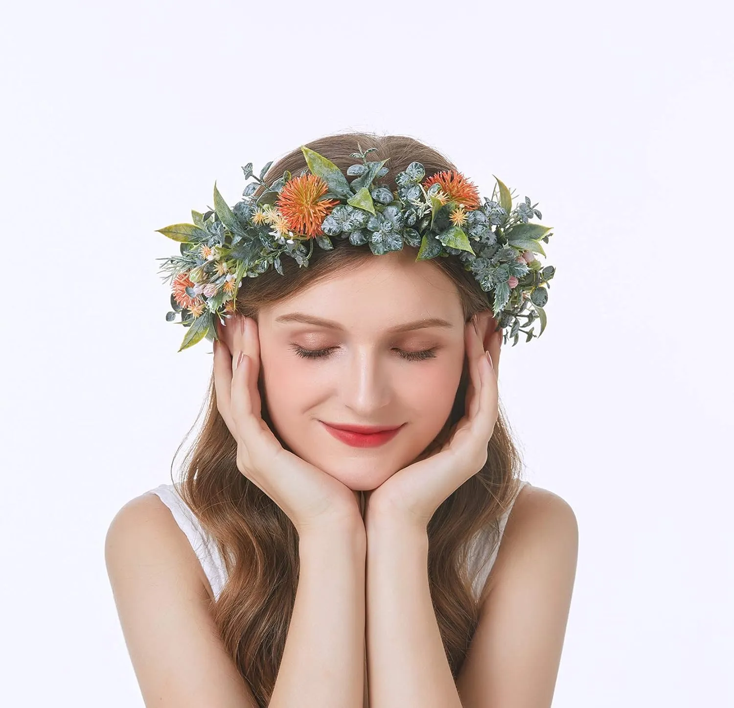 Vivivalue Women Flower Crown Girl Flower Headband Floral Headpiece Halo Wedding Party Photos